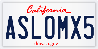 CA license plate ASLOMX5