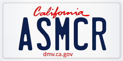 CA license plate ASMCR