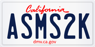 CA license plate ASMS2K