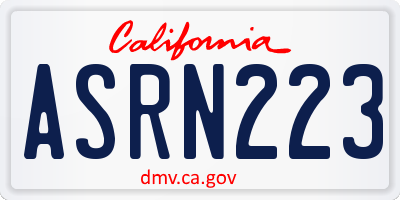 CA license plate ASRN223