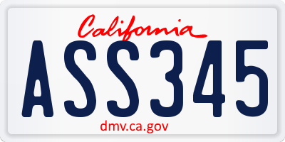 CA license plate ASS345