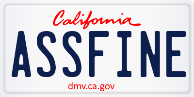 CA license plate ASSFINE