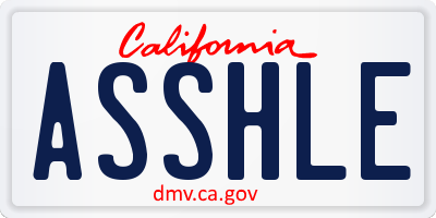 CA license plate ASSHLE