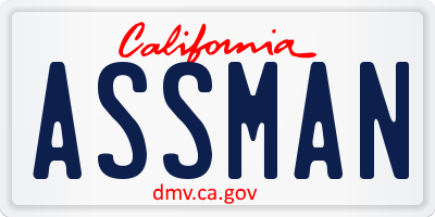 CA license plate ASSMAN