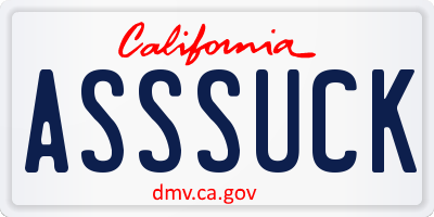 CA license plate ASSSUCK