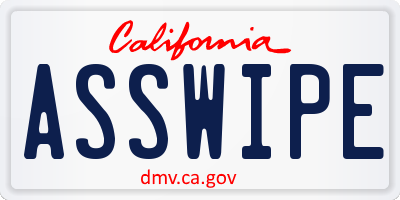 CA license plate ASSWIPE