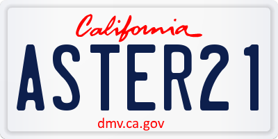 CA license plate ASTER21