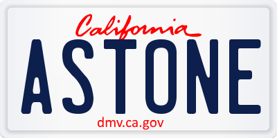 CA license plate ASTONE