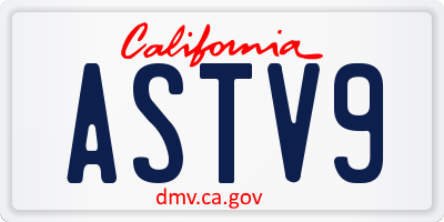 CA license plate ASTV9