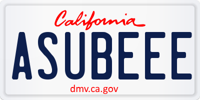 CA license plate ASUBEEE