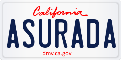 CA license plate ASURADA