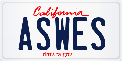 CA license plate ASWES