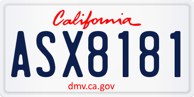 CA license plate ASX8181