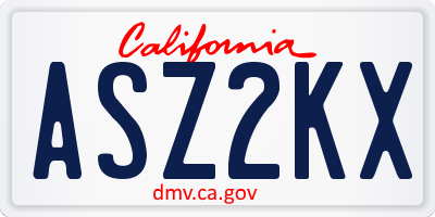 CA license plate ASZ2KX