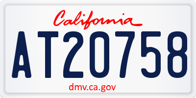 CA license plate AT20758