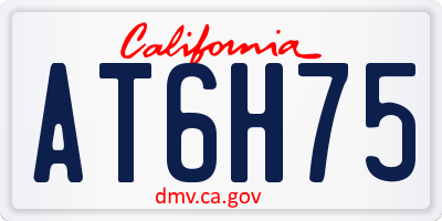 CA license plate AT6H75