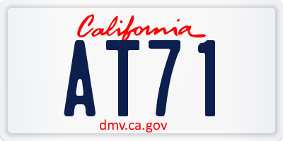 CA license plate AT71