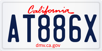 CA license plate AT886X