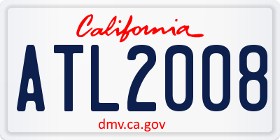 CA license plate ATL2008