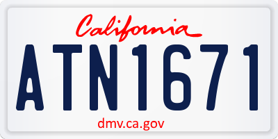 CA license plate ATN1671