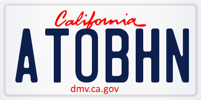 CA license plate ATOBHN