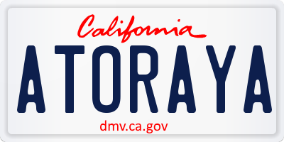 CA license plate ATORAYA