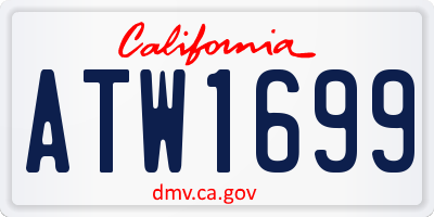 CA license plate ATW1699