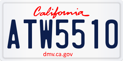 CA license plate ATW5510