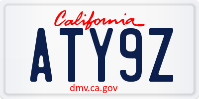 CA license plate ATY9Z