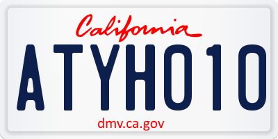 CA license plate ATYH010