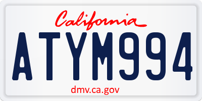 CA license plate ATYM994