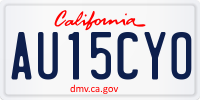 CA license plate AU15CYO