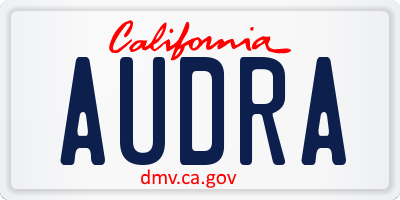 CA license plate AUDRA