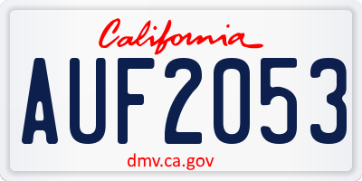 CA license plate AUF2053