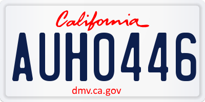 CA license plate AUH0446