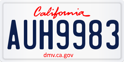 CA license plate AUH9983