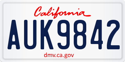 CA license plate AUK9842