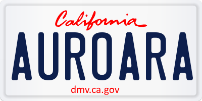 CA license plate AUROARA