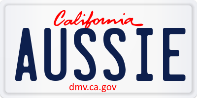 CA license plate AUSSIE