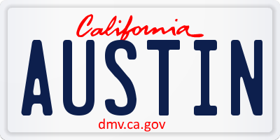 CA license plate AUSTIN