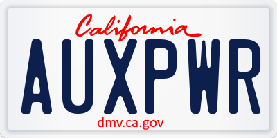 CA license plate AUXPWR