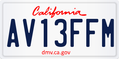 CA license plate AV13FFM