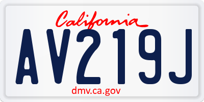 CA license plate AV219J