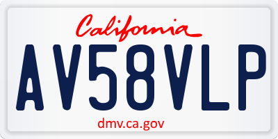 CA license plate AV58VLP