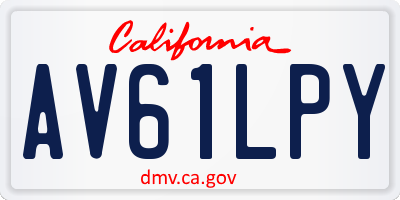 CA license plate AV61LPY