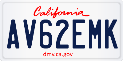 CA license plate AV62EMK