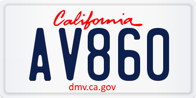 CA license plate AV860