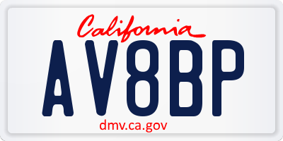 CA license plate AV8BP