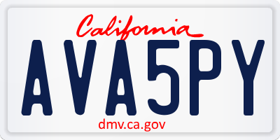 CA license plate AVA5PY