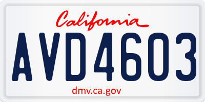 CA license plate AVD4603